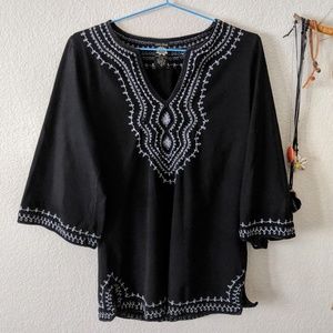 Black Embroidered Boho T